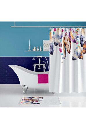 Renkli Tüy Desen Banyo Paspası, Kaymaz Taban Paspas, Dot Taban Banyo Paspası Ve Duş Perdesi