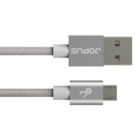 JOPUS Micro  Metal Başlı Data-Hızlı Şarj Hasır Kablo  JO-DK3 1.2mt Stylish Cloth Gri