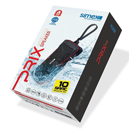Simex Prix Su Geçirmez Bluetooth Hoparlör 20 Watt - Kırmızı Waterproof