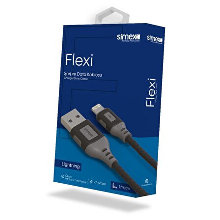 Simex iPhone Lightning Data Kablosu SPK-09 Flexi 1mt Siyah