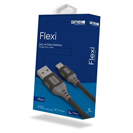 Simex Universal Micro Data Kablosu SPK-09 Flexi 1mt  Siyah
