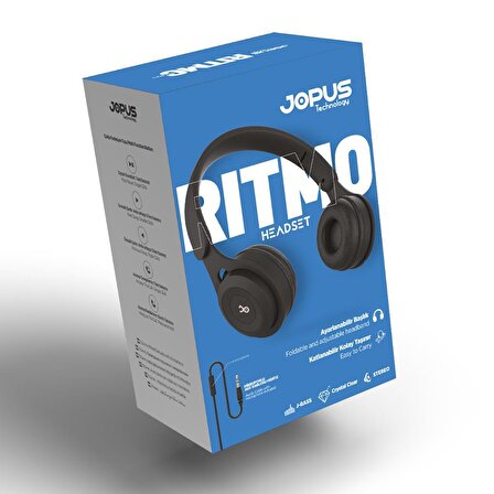 Jopus JS80 Ritmo Universal 3,5 Mikrofonlu Kulaklık Siyah