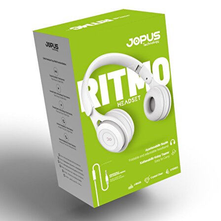 Jopus JS80 Ritmo Universal 3,5 Mikrofonlu Kulaklık Beyaz