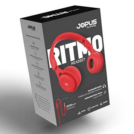 Jopus JS80 Ritmo Universal 3,5 Mikrofonlu Kulaklık Kırmızı
