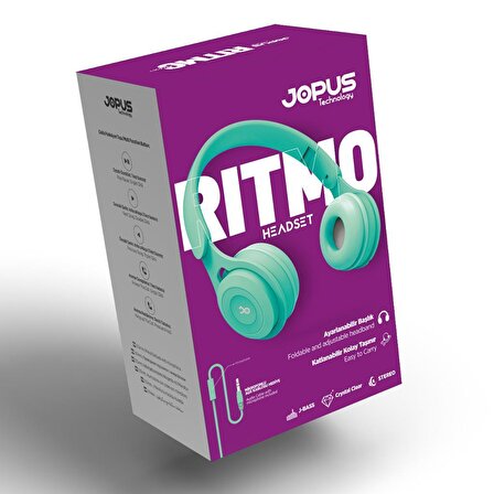 JOPUS Mikrofonlu Kulaklik 3,5 Universal JS80 Ritmo Yesil