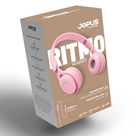 Jopus JS80 Ritmo Universal 3,5 Mikrofonlu Kulaklık Pembe