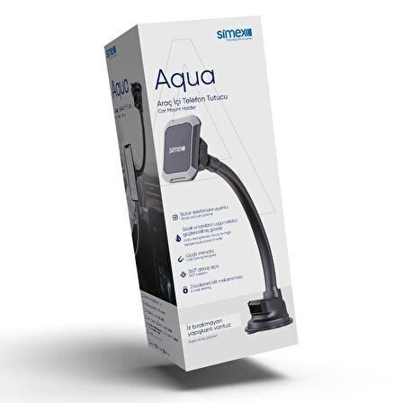 Simex Aqua 70 Derece Isıya Dayanıklı Telefon Tutucu  Vantuzlu Miknatisli ST-202 Siyah