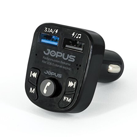 JOPUS FM Modülatör Bluetoothlu F8 Siyah