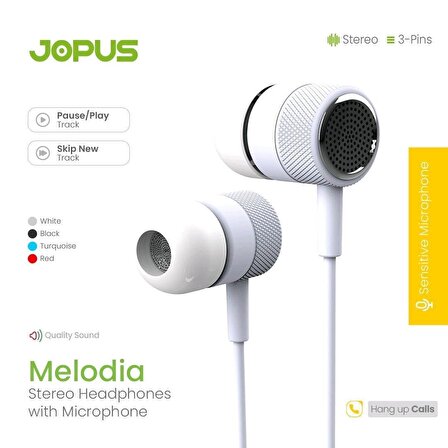 Jopus JO-K56 Melodia Universal 3,5 Mikrofonlu Kulaklık Beyaz