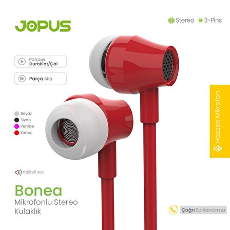Jopus JO-K58 Bonea Universal 3,5 Mikrofonlu Kulaklık Siyah