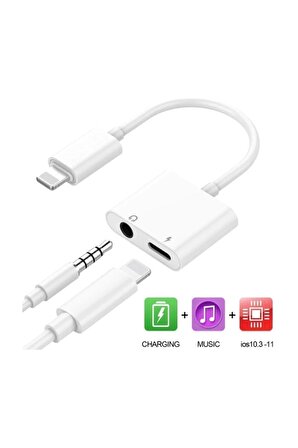 Jopus JO-IP09 iPhone Lightning Bluetooth Modlu Bağlantı 3.5mm Dönüştürücü Beyaz