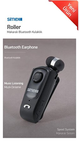 Simex Bluetooth Makaralı Mikrofonlu Tekli Kulaklık Sbk-04 Roller Siyah