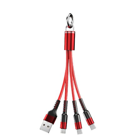 Jopus Micro / Type C / Lightning JO-SK01 Sarj Kablosu Kırmızı