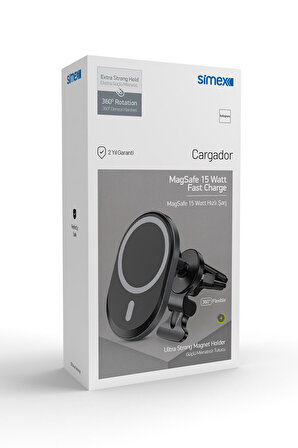 Simex  Cargador Wireless Magsafe 15 Watt Araç Sarji