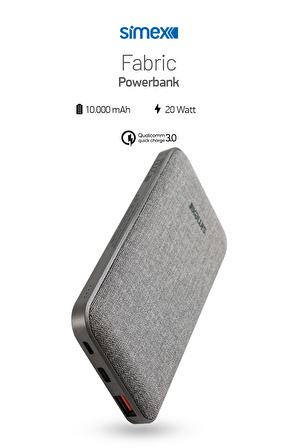 Simex S-37 Fabric 22,5W/PD 10000mAh Hızlı Şarj Power Bank