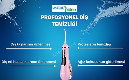 Waterpulse Water Flosser V500 Kablosuz Taşınabilir Ağız Duş Bakım Seti Pembe