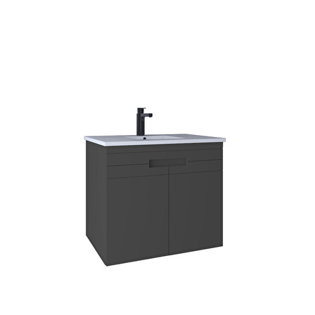 Kobos Meta 71 cm Lavabo Dolabı Kapaklı Füme KB710055