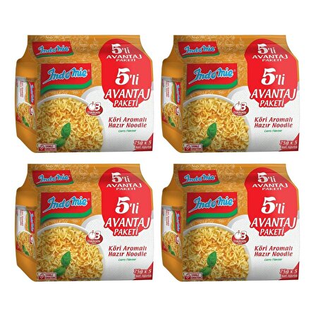 Indomie Hazır Noodle Körili 75gr  5 Li Avantaj Paket 4 Adet