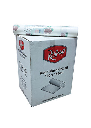 Roll-Up Tek Kullanımlık Laminelli Kağıt Masa Örtüsü-Zeytin Desenli-100x150 Cm-16 Yaprak-20 Rulo/Koli