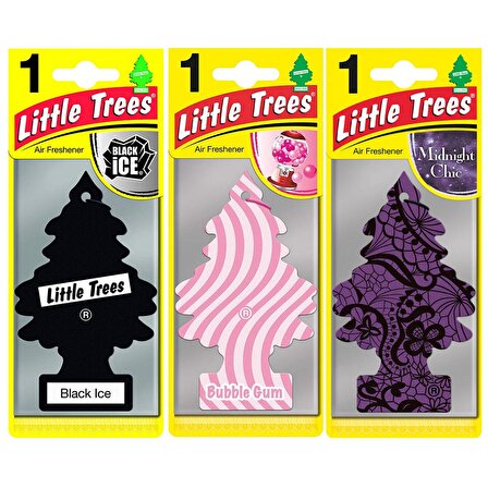 Little Trees 3'lü Set Black Ice / Bubble Gum / Midnight Chic Asma