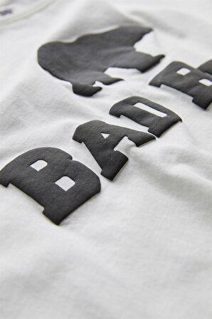 Bad Bear O Yaka Baskılı Beyaz Erkek T-Shirt 19.01.07.002 BAD BEAR TEE