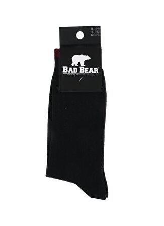 Bad Bear Siyah - Bordo Unisex Çorap - Flat Tall