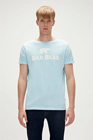 Bear Tee T-Shirt Gök Mavi Logo Baskılı Erkek Tişört 