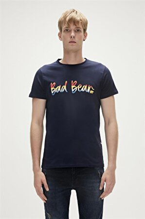 Bad Bear Baskılı Lacivert Erkek T-Shirt 23.01.07.008_MANUSCRIPT T-SHIRT