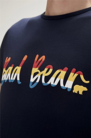 Bad Bear Baskılı Lacivert Erkek T-Shirt 23.01.07.008_MANUSCRIPT T-SHIRT