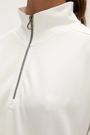 Jade Half-Zip Off-White Yarım Fermuarlu Kadın Sweatshirt