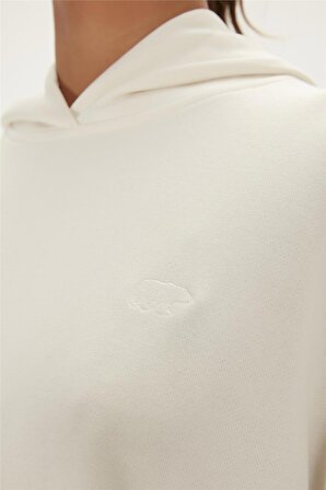 Sky Hoodie Off-White Beyaz Baskılı Kapüşonlu Kadın Sweatshirt 