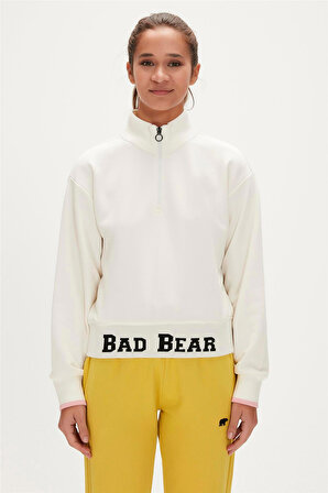 Bad Bear ZOE HALF-ZIP SWEATSHIRT BEYAZ Kadın Sweatshirt