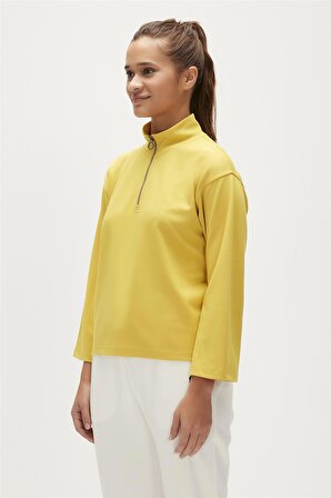 Lexi Half-Zip Cider Sarı Yarım Fermuarlı Kadın Sweatshirt