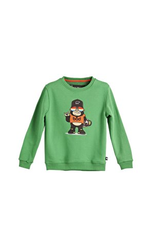 Funky Crewneck Kids Green Yeşil Baskılı Çocuk Sweatshirt