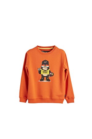 Funky Crewneck Kids Turuncu Baskılı Çocuk Sweatshirt