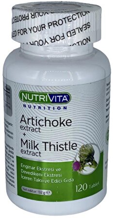 Nutrivita Nutrition Artichoke Milk Thistle Extract 120 Tablet Enginar Deve Dikeni Ekstresi 