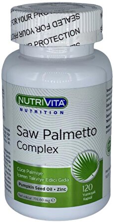 Nutrivita Nutrition Saw Palmetto Complex 120 Yumuşak Kapsül Cüce Palmiye Kompleks Çinko