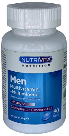 Nutrivita Nutrition Men Multivitamin Multimineral 90 Tablet Probiotic Saw Palmetto Ginseng Maca 