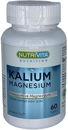 Nutrivita Nutrition Kalium Magnesium 60 Tablet Potasyum Magnezyum Çinko Demir Vitamin B6 B12 Iron