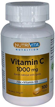 Nutrivita Nutrition Vitamin C Vitamini D3 Çinko 120 Tablet