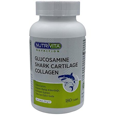 Nutrivita Nutrition Glucosamine Shark Cartilage Collagen 180 Tablet Köpek Balığı Kıkırdağı Kolajen 