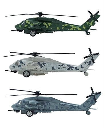 Oyuncak Metal Savaş Helikopteri Askeri Savaş Helikopteri Sesli Işıklı Metal 27cm.