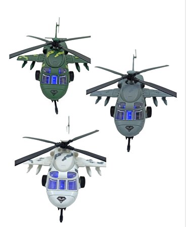 Oyuncak Metal Savaş Helikopteri Askeri Savaş Helikopteri Sesli Işıklı Metal 27cm.