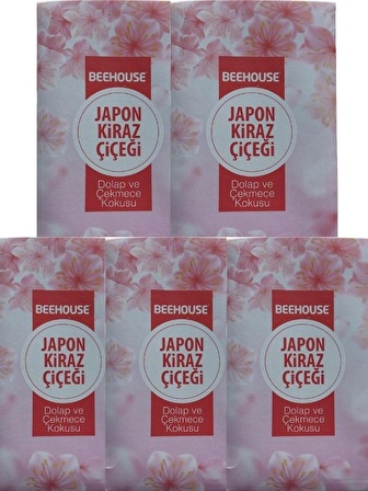 BEEHOUSE Dolap ve Çekmece Kokusu 5'li Set- Japon Kiraz Çiçeği Koku Keseleri