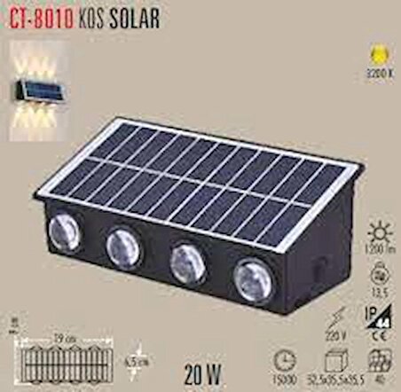 Cata CT-8010 Kos Solar Led Aplik Günışığı 20W