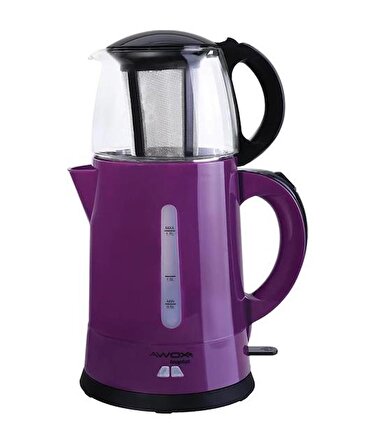 Awox Teaplus Mor Elektrikli Cam Demlikli Çaycı Çay Makinesi 3100 ML 2000 WATT