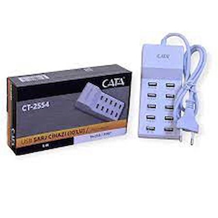 Cata CT-2554 USB Şarj Cihazı Çoklu 10xUSB/PORT 5 Watt DC 5V
