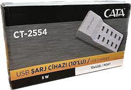 Cata CT-2554 USB Şarj Cihazı Çoklu 10xUSB/PORT 5 Watt DC 5V