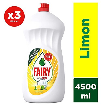 Fairy Limonlu Sıvı Elde Yıkama Deterjanı 3 x 1500 ml 