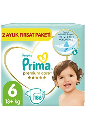 Prima Bebek Bezi Premium Care 6 Beden 186'lı 2 Aylık Paket